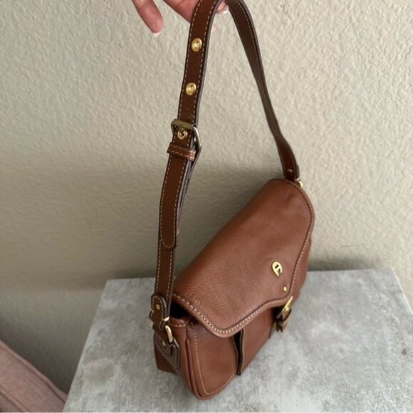 Etienne Aigner Brown Leather Bag Pocketbook Adjustable Strap Built-in Wallet VTG - Picture 4 of 13
